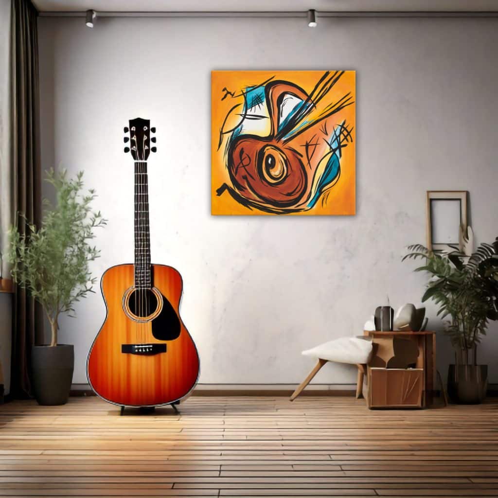 Abstract painting of a guitar